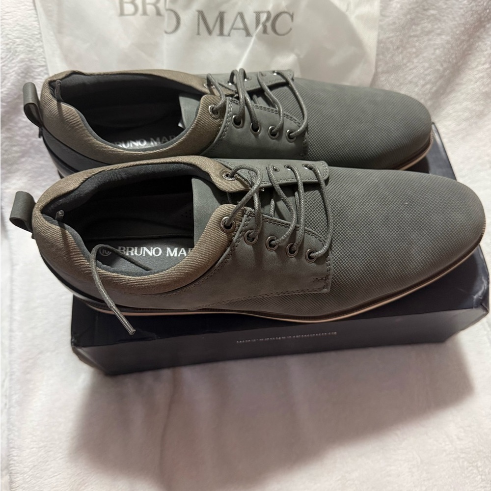 Bruno Marc Gray Casual Dress Shoes Men's 10 - Picture 2 of 6